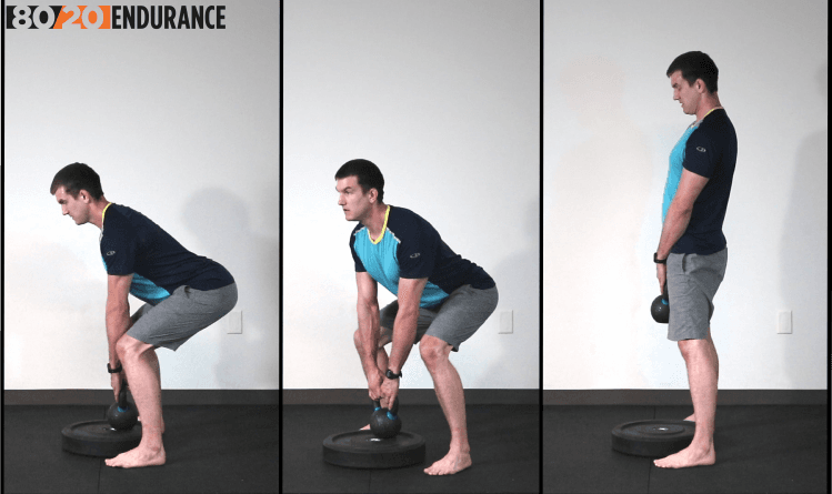 elevated KB deadlift