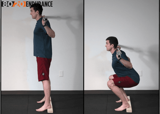 heels elevated squat