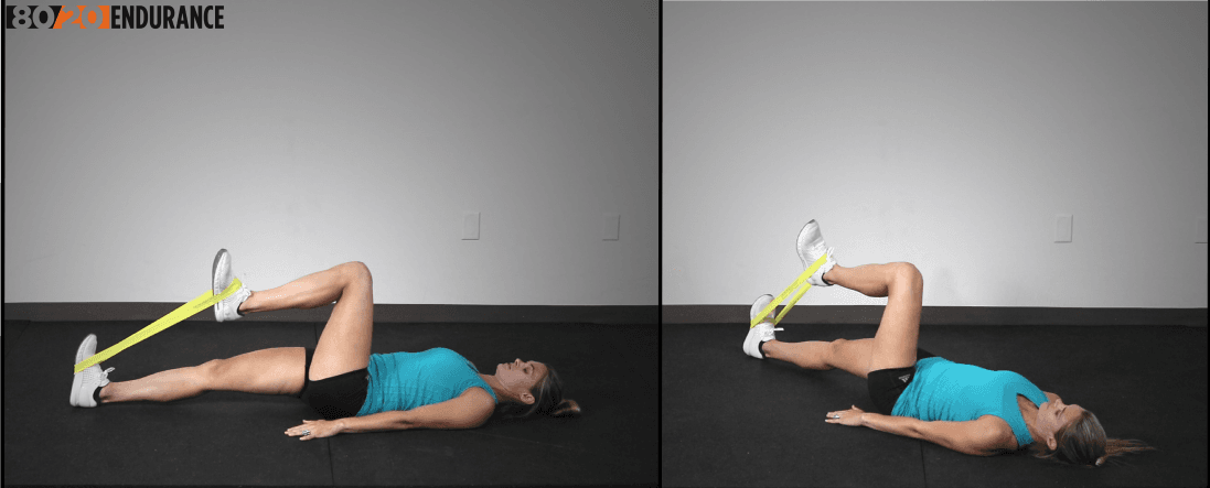 supine band hip flexor knee drives
