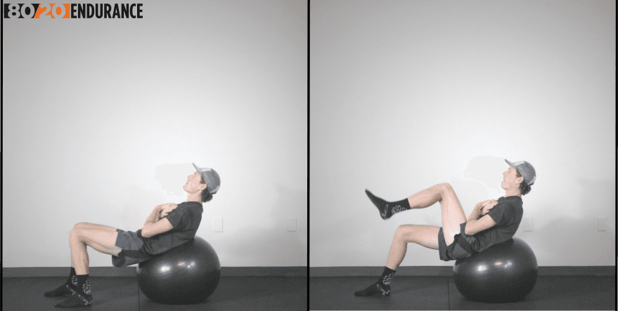 swiss ball crunch leg lift
