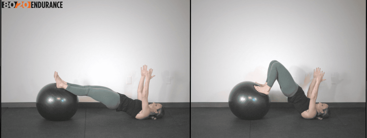 swiss ball hamstring curl arms up