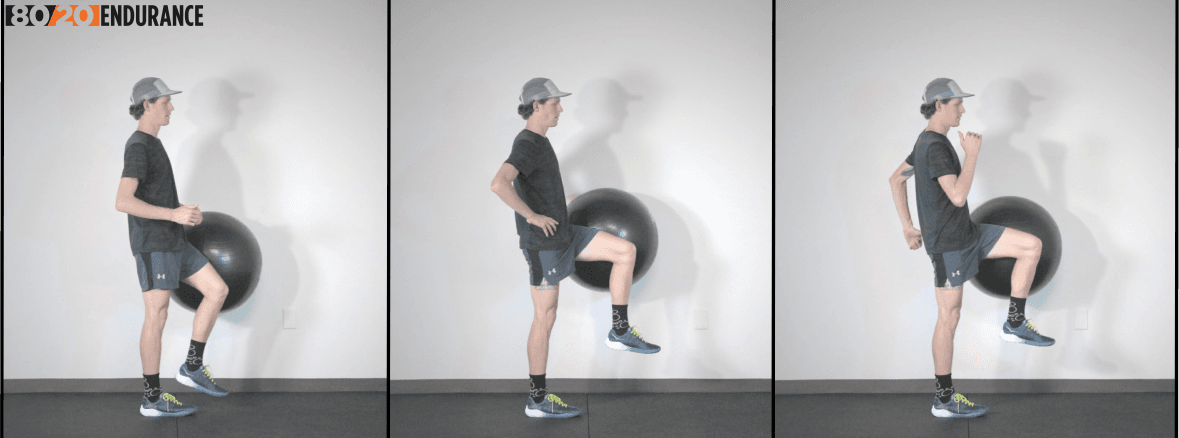 wall ball hip hikes