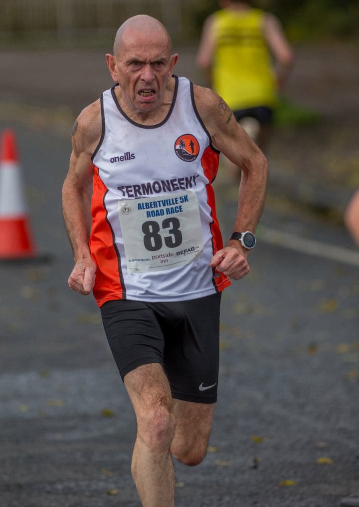 Tommy Hughes in his 50s running for a 5k marathon